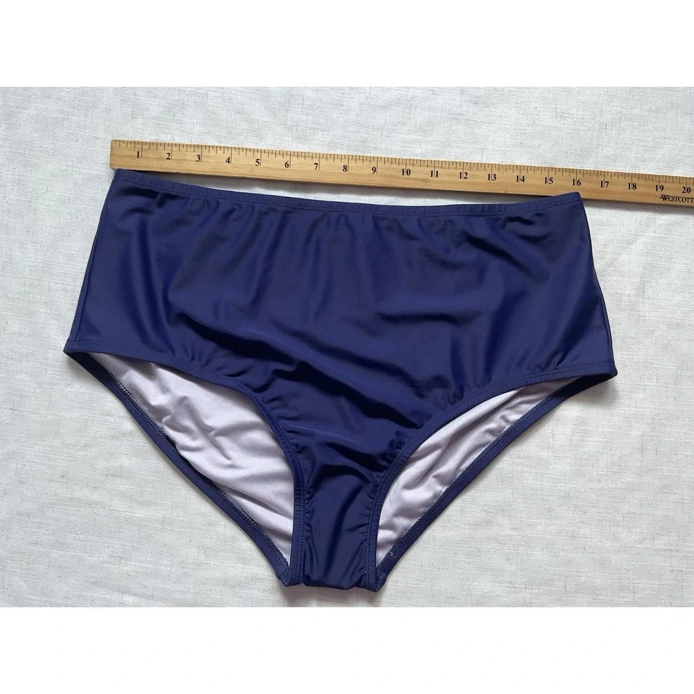 Cusphe Women's Navy Blue High Waist Swim Bottoms Size XL